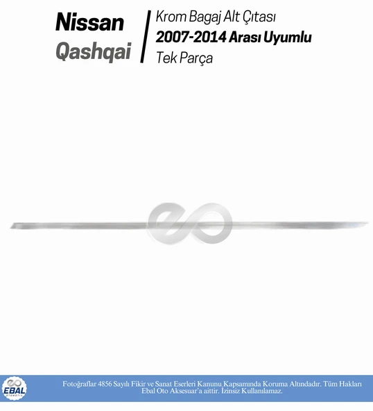 Nissan Qashqai Krom Bagaj Alt Çıtası 2007-2014 P.Çelik - Resim 4