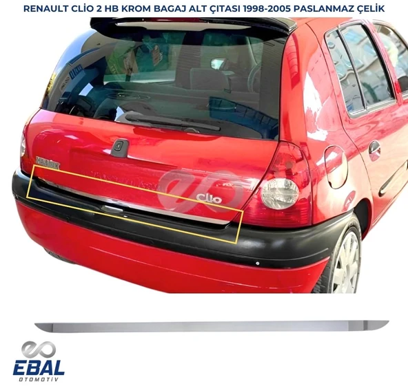 Renault Clio 2 HB Krom Alt Bagaj Çıtası 1998-2005 P.Çelik