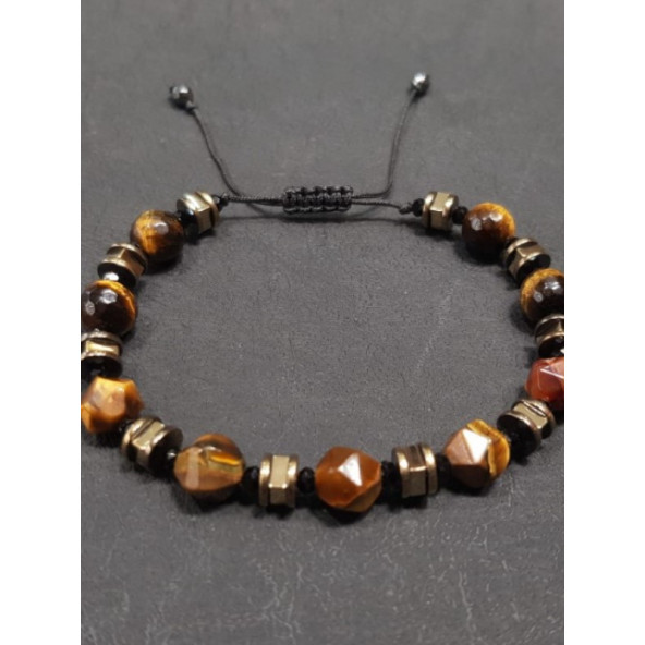 Kaplan Gözü ve Hematit Taş Bileklik - 2