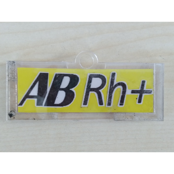 KAN GRUBU ETİKETİ AB RH POZİTİF (AB RH +) ŞEFFAF KUTULU (SARI) KAN GRUBU KARTI
