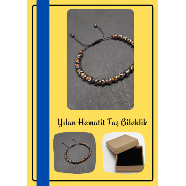 Yılan Hematit Taş Bileklik