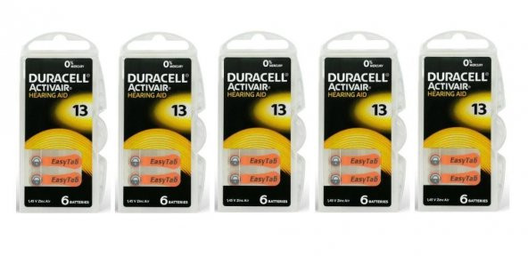 Duracell Activair 13 Numara PR48 İşitme Cihazı Pili 6lı 5 Paket