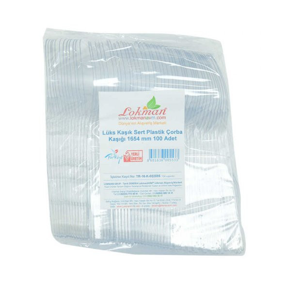 Lüks Kaşık Sert Plastik Çorba Kaşığı 1654 mm 100 Adet 1 Paket