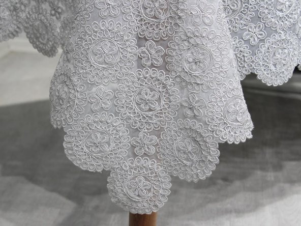 Papatya Kordone Tek Masa Örtüsü Gri - Resim 5