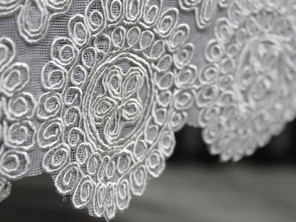 Papatya Kordone Tek Masa Örtüsü Gri - Resim 6