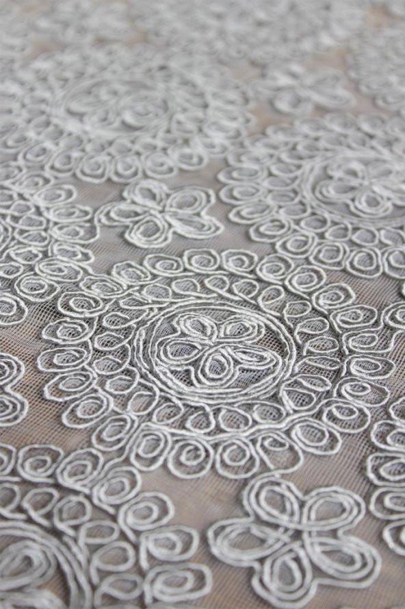 Papatya Kordone Tek Masa Örtüsü Gri - Resim 10