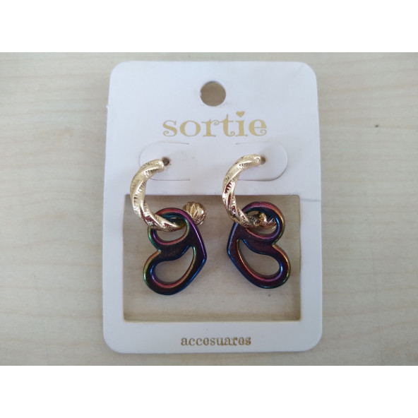 BAYAN KÜPESİ, YENİ SERİ EKONOMİK GOLD METAL KALP HALKA KÜPE, KÜPE SETİ, Sortie Bayan Küpesi, - 2