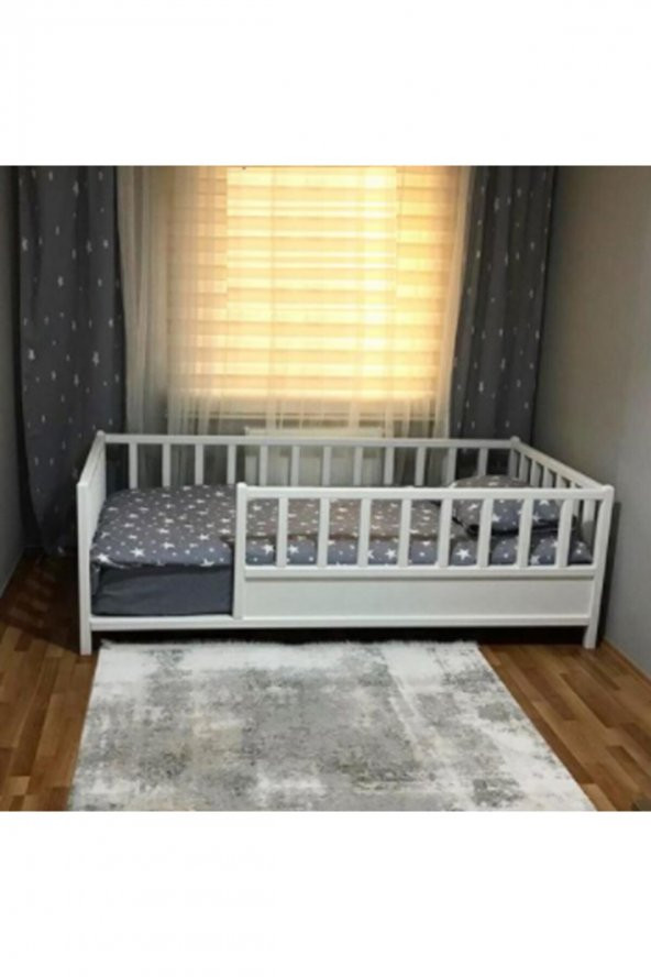 Baby Kinder Wh. Roofless Montessori Yatak Bebek ve Çocuk Karyolası  Mat Beyaz 90 x 190 - 2