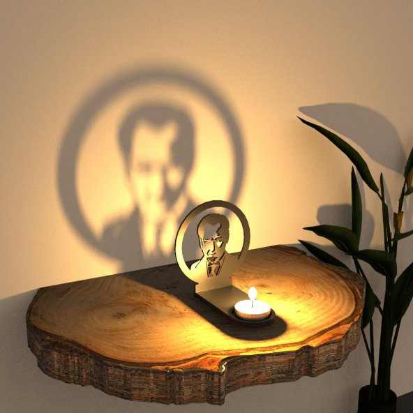 Atatürk Silüeti Dekoratif Tealight Gölge Mumluk