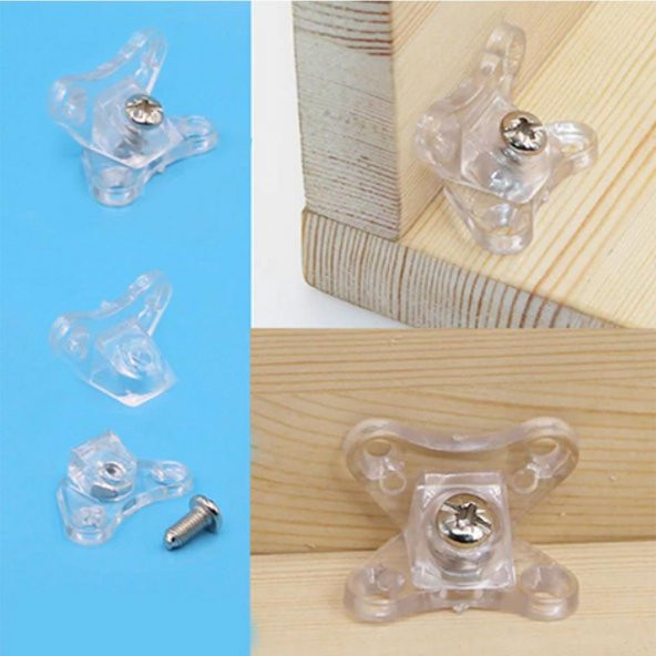 Açılı T Bağlantı Çektirme Şeffaf Plastik Köşe Birleştirme Kelebek (100 ADET) - 3