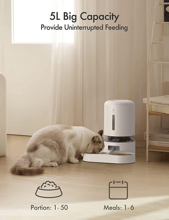 Petlibro 5 Litre 50 Otomatik Zamanlı Kedi ve Köpek Besleyici - 4