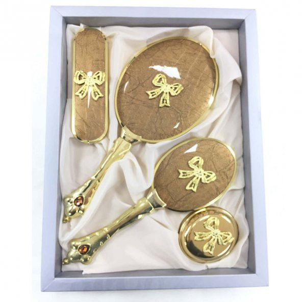 Camomile 4lü Fiyonk Ayna Fırça Pudralık Seti Gold CM301