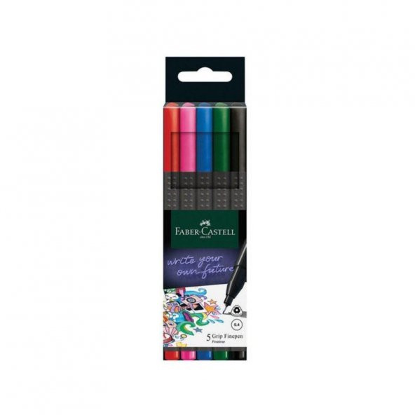 Grip Finepen 0.4 Mm 5 Renk 1 Paket Fineliner Faber Castell Keçe Uçlu Kalem 2022 Klasik Renkler 5 li 1 Paket