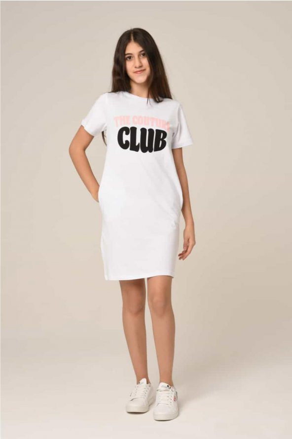 Kız Çocuk THE COUTURE CLUB Baskılı Beyaz Elbise