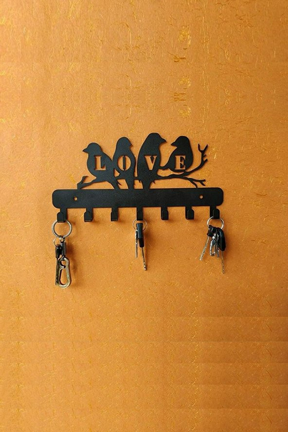 Anahtar Askılığı - Dekoratif Metal Anahtarlık - Kuşlu Askılık