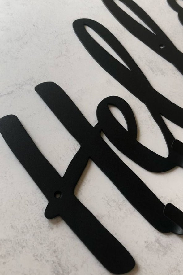 Hello Yazılı Elbise Askısı - Metal Askılık - Portmanto - 2