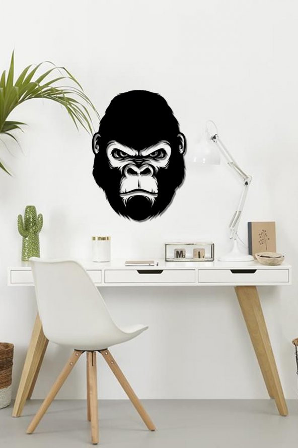 Maymun Kafası - Lazer Kesim Metal Duvar Tablosu