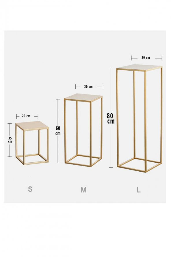 3lü Set Metal Ayaklı Saksılık Standı - Dekoratif Ayaklı Saksılık - 2