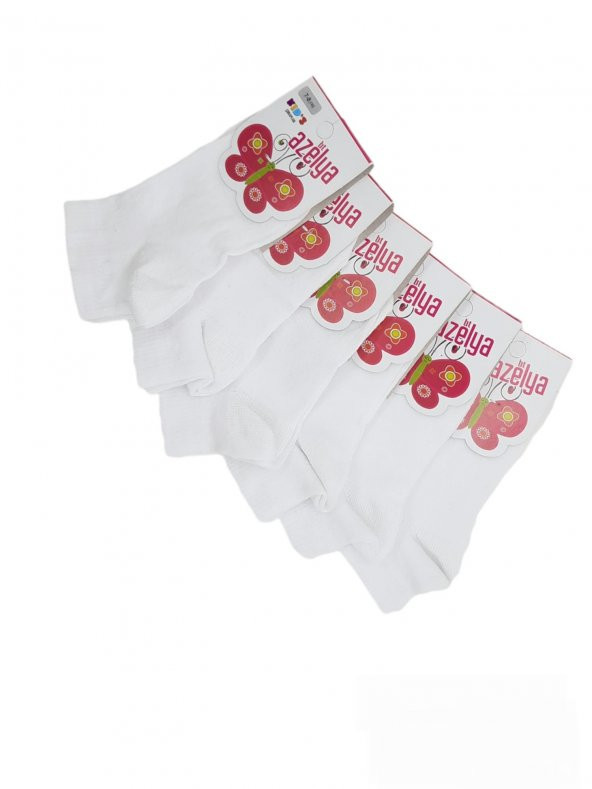 6 Çift 7-8 Yaş  Beyaz Renkli  Kız Çocuk Patik Çorap BT-0598