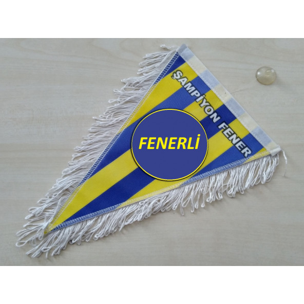 FENERBAHÇE FLAMA PÜSKÜLLÜ (28x18cm) VANTUZLU, ASMA BAYRAK, FLAMA BAYRAK, ÜÇGEN BAYRAK, FENERBAHÇE ARMASI