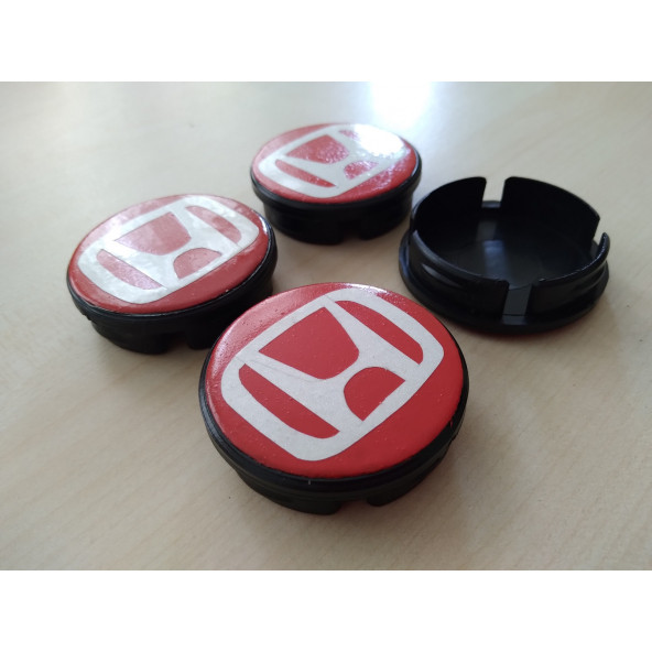 HONDA JANT GÖBEĞİ 5,5cm KIRMIZI BEYAZ ETİKETLİ HONDA Jant logosu, HONDA jant arması ürün görseli