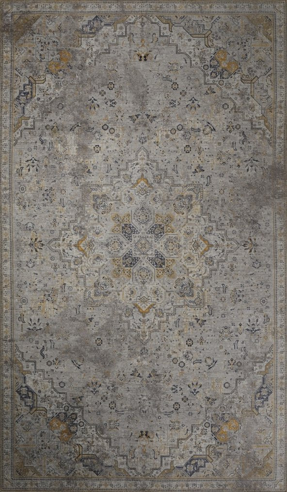 Yaseminsoy Collection Vintage Eskitme Desenli 130x230 Makinede Yıkanabilir Kilim, Halı