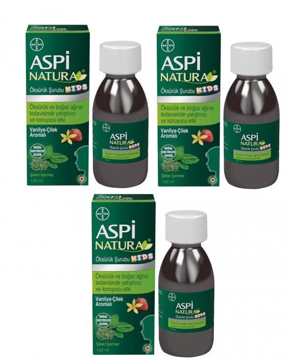 Aspinatura Kids Öksürük Şurubu Vanilya & Çilek 120 ml 3 Adet