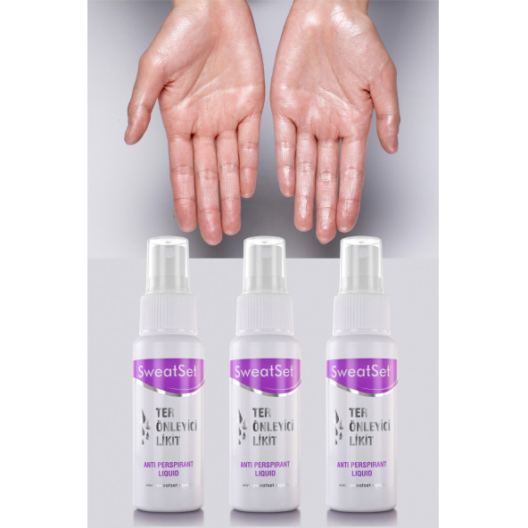 SWEATSET TER ÖNLEYİCİ LİKİT 3x60ML, 3 ADET, YÜZ, EL, AYAK, KOLTUK ALTI TERLEMEYİ ÖNLEYİCİ SPREY - 2