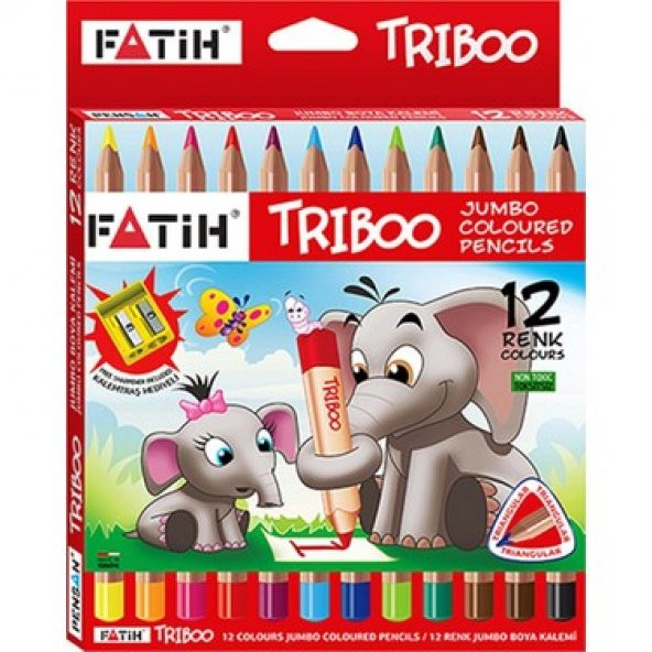 Fatih 12 Renk Kuru Boya Natural Üçgen Jumbo Triboo Tam Boy