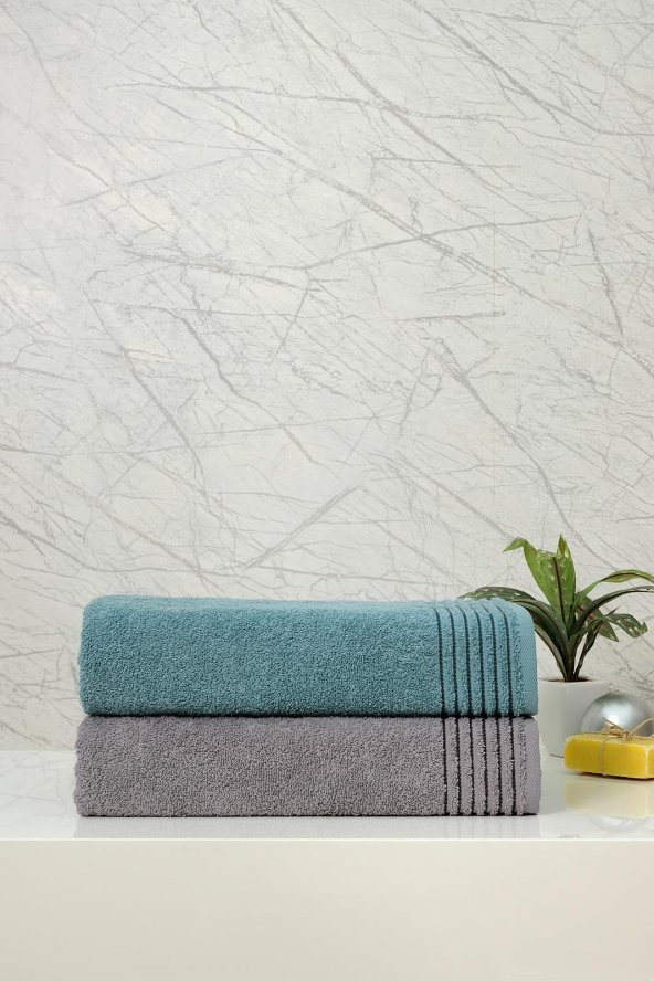 2li 70x130 Renkli Bordürlü Banyo Havlusu - 3