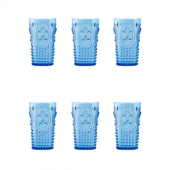 Akrilik Mavi 6'lı Uzun Bardak & Su Meşrubat Bardağı 750 ml ( Büyük Boy & Cam Değildir )