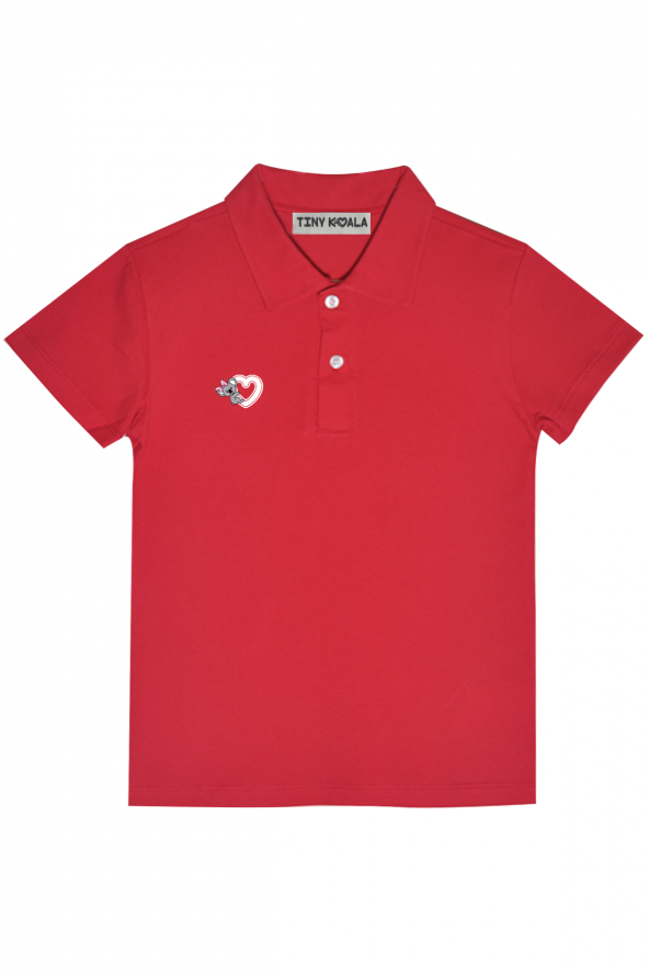 Kız Çocuk Polo Yaka Kırmızı Tshirt
