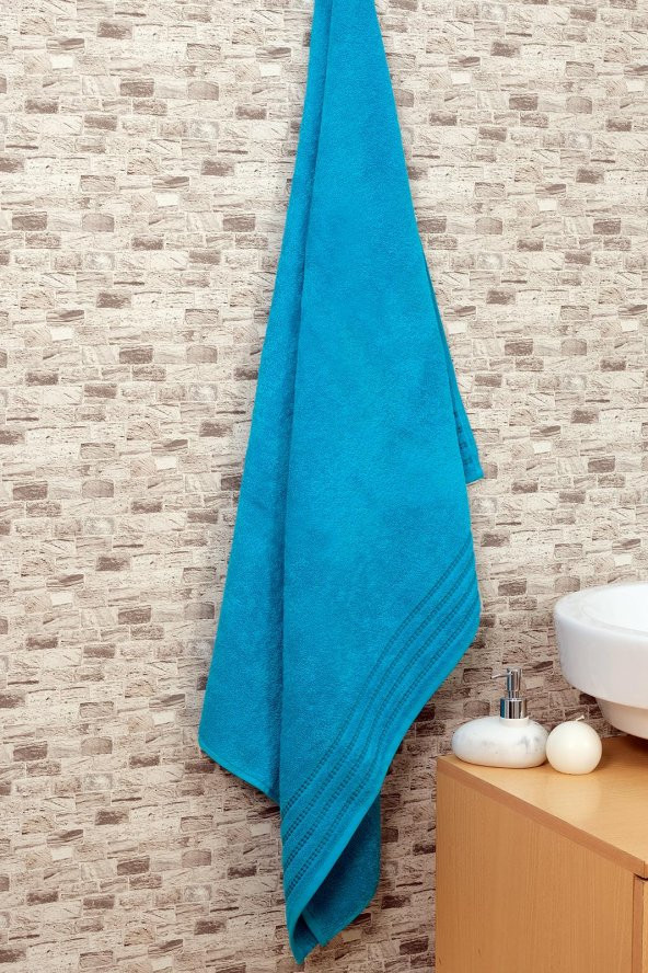 2li Renkli Şerit Desen Bordürlü Banyo Havlu Seti - 3