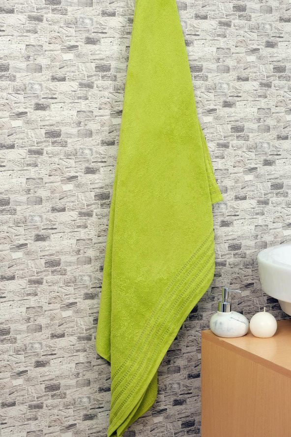 2li Renkli Şerit Desen Bordürlü Banyo Havlu Seti - 6