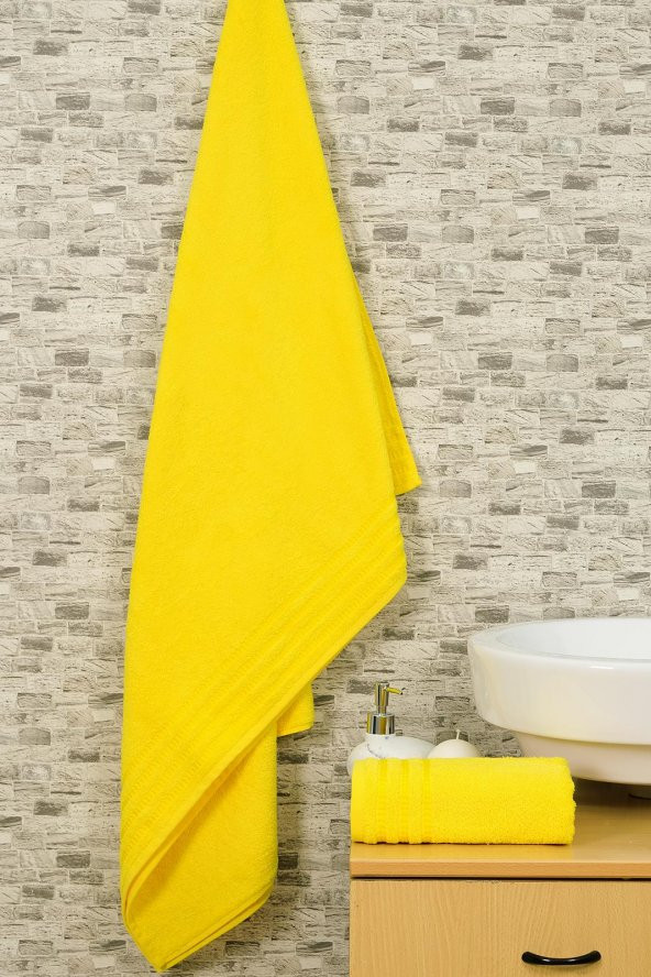 2li Renkli Şerit Desen Bordürlü Banyo Havlu Seti - 10