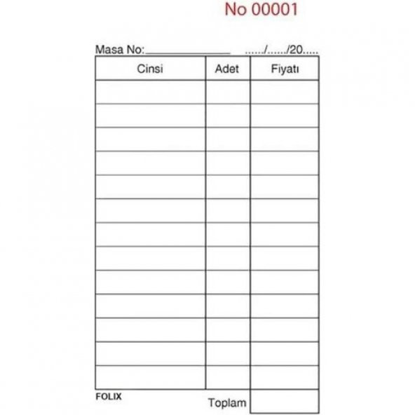 Folix Adisyon Fişi (Büyük) - 2