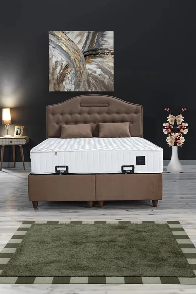 Nima 3 Lü Set ( Baza + Başlık + Yatak ) Tek Kişilik ( Sütlü Kahve ) 2180A 120x200