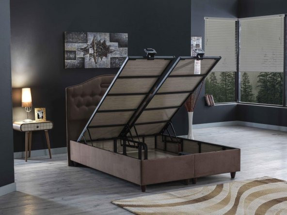 Nima 3 Lü Set ( Baza + Başlık + Yatak ) Tek Kişilik ( Sütlü Kahve ) 2180A 100x200 - 6