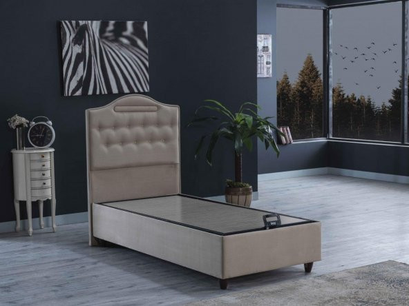 Nima 3 Lü Set ( Baza + Başlık + Yatak ) Çift Kişilik ( BEJ ) 150X200 - Resim 3