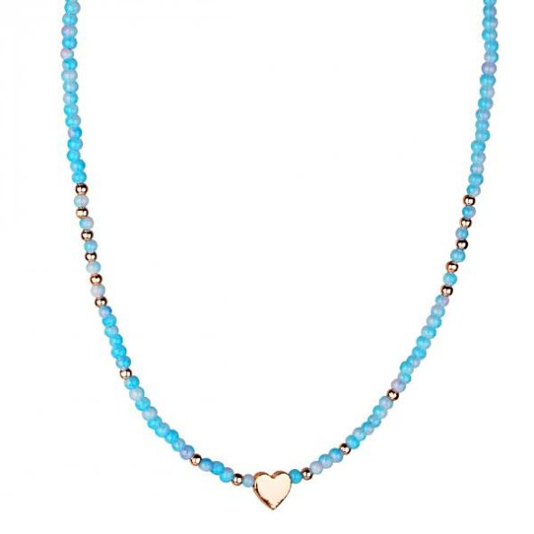 KL-BONCUK KORDON KALP DETAY KOLYE MAVİ BONCUK ROSE RENK