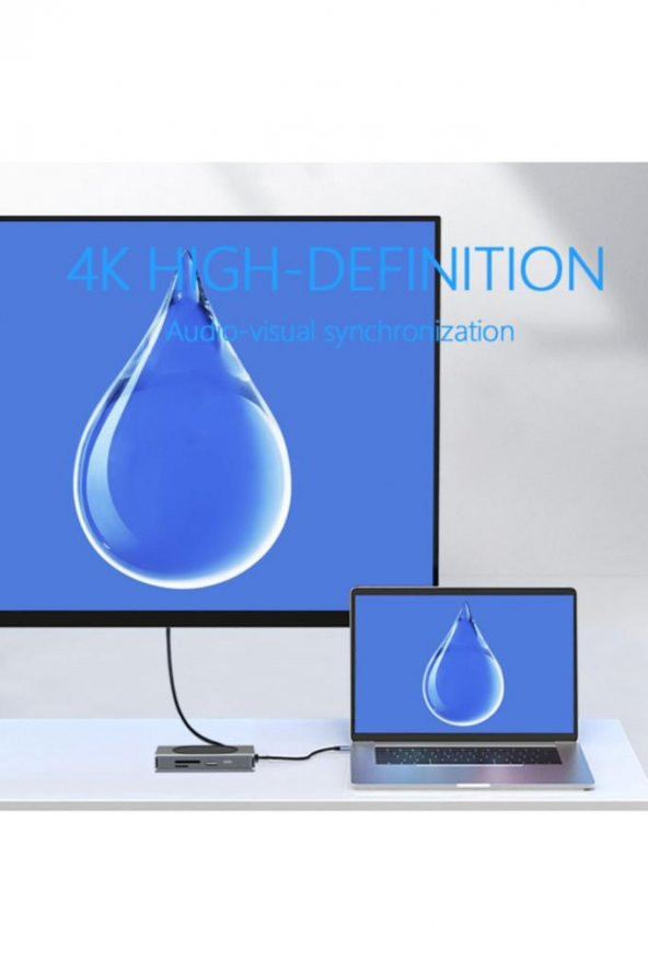 Shaza 9in1 USB Type-C Hub Port Adaptör 4K HDMI USB Ethernet Pd Girişli 15W Kablosuz Şarj - 4