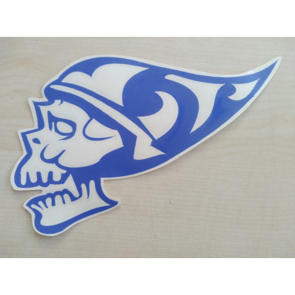 KURUKAFA sticker (2Lİ TAKIM) MAVİ 16cmx10cm (İSKELET) KURUKAFA ETİKETİ ÇIKARTMASI logosu arması - Resim 3