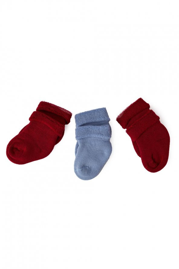 Mavi Kırmızı Renkli Bebek Havlu Çorap