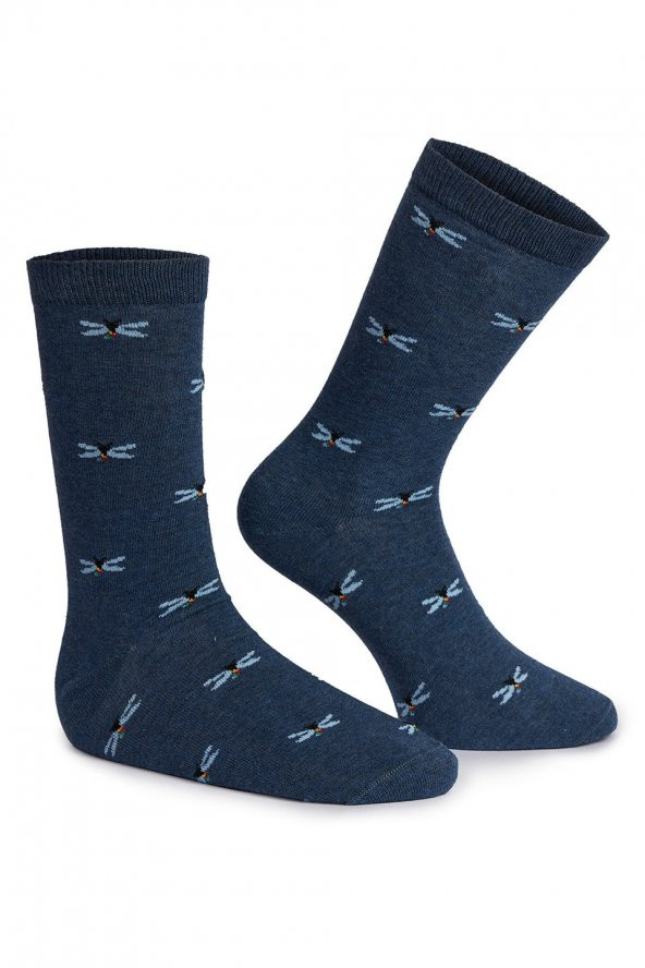 Mavi Yusufcuk Desenli Soket Çorap