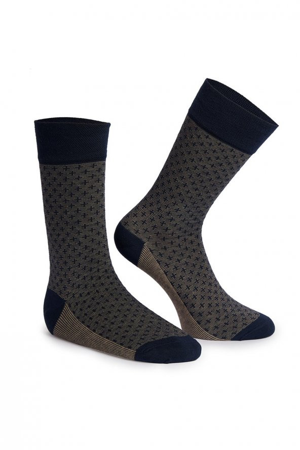 Bambu Lacivert-Kahve Desenli Soket Çorap