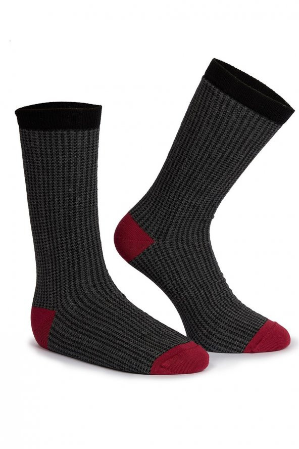 Siyah Gri Çizgili Erkek Soket Çorap