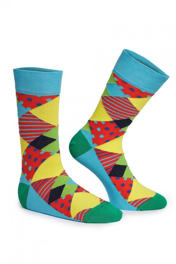 Geometrik Desenli Erkek Soket Çorap