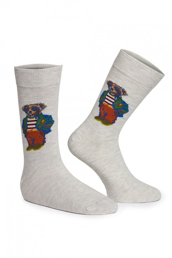 Ayıcık Desenli Erkek Soket Çorap