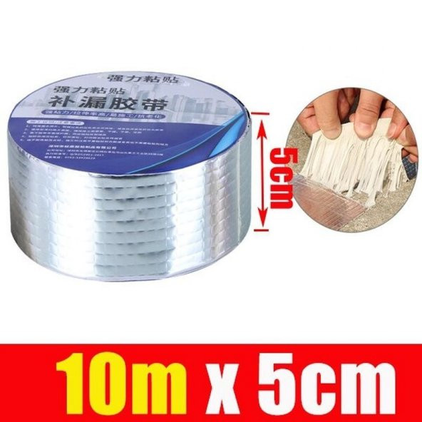 Alüminyum İzolasyon Tamir çatlak Bandı  10 Metre çamur Bant ( 10m * 5cm )