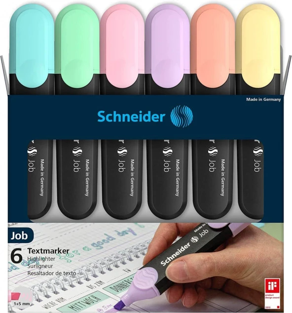 Schneider Job 150 Pastel Fosforlu Kalem 6'lı Set Orijinal Kutulu / 115097